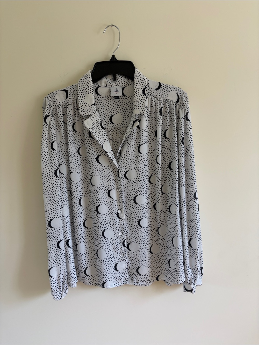 CAbi Black and White Crescent Print Button-Down Shirt